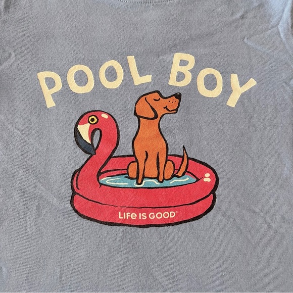 Life is Good Kids Blue 'Pool Boy' Graphic T-Shirt, Size M - Picture 2 of 4